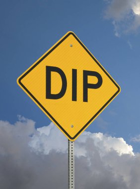 DIP işareti mavi gökyüzü ve bulut arka plan, dikey biçimi