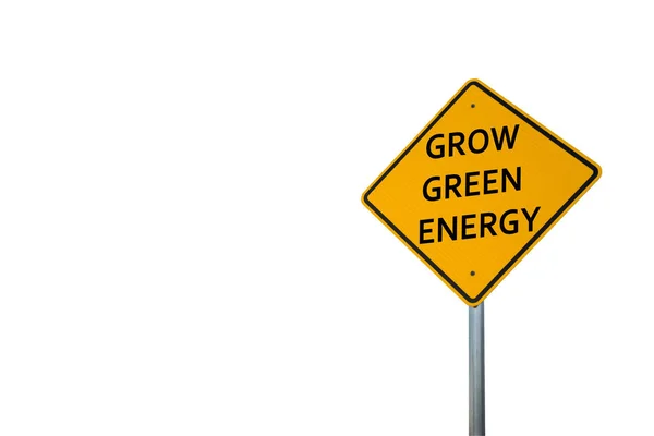 Grow Green Energy Road Sign White Background — стоковое фото