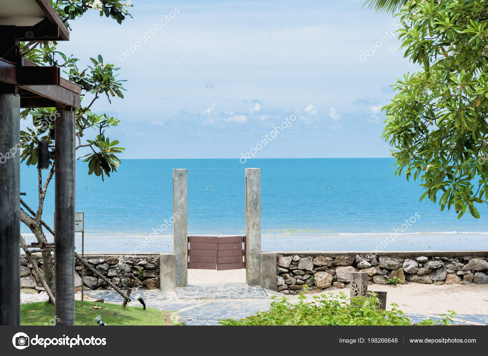 Open Door Nature Beautiful Summer Background Sea Stock Photo