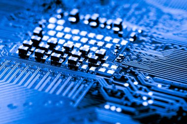 Abstract, Mainboard elektronik bilgisayar, teknolojik altyapı yakın çekim.