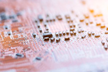 Abstract, Mainboard elektronik bilgisayar, teknolojik altyapı yakın çekim.