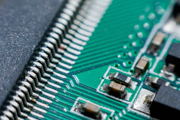 Astratto Primo Piano Mainboard Sfondo Del Computer Elettronico Scheda Logica — Foto Stock