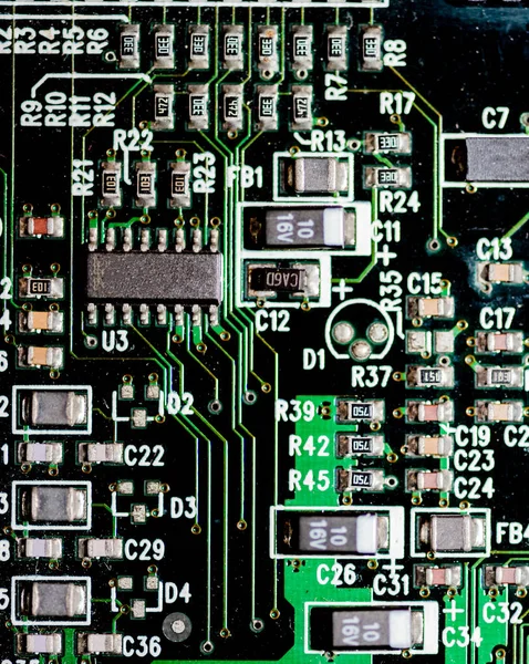 抽象的なメインボード電子コンピューター背景のクローズ アップ ロジック ボード Cpu マザーボード メインボード システム ボード マザー — ストック写真