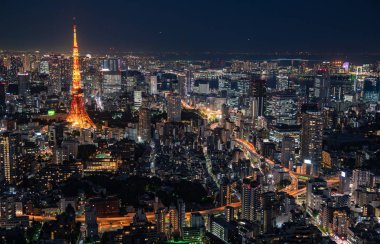 Gece en güzel Viewpoint Tokyo kule, Japonya