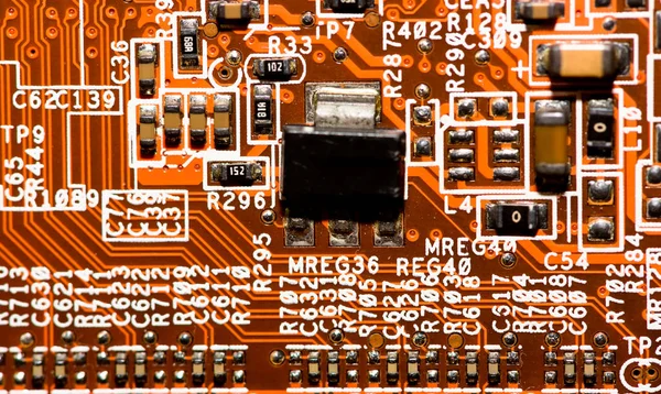 Abstrakte Nahaufnahme Des Elektronischen Computerhintergrunds Des Mainboards Logikboard Cpu Motherboard — Stockfoto