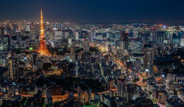 Gece en güzel Viewpoint Tokyo kule, Japonya