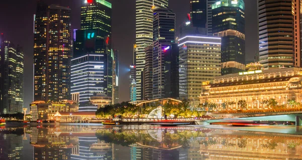 Miradouro Baía Marina Noite Singapura — Fotografia de Stock