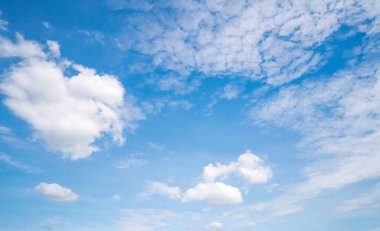 Açık mavi gökyüzü arkaplanı, arka planda bulutlar.