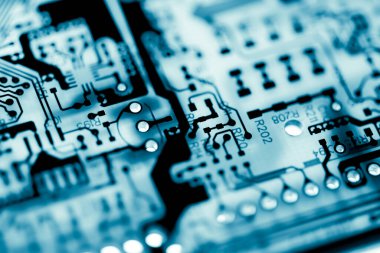 Özet olarak, anakart elektronik arkaplanı kapat. (mantık kartı, Cpu ana kartı, devre, sistem kartı, mobo)