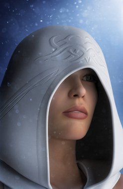 Fantezi kız portre 3d render illüstrasyon