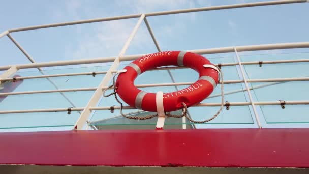 Yalova Turkey July 2019 Lifebuoy Upper Deck Yalova Ferry — Stock Video