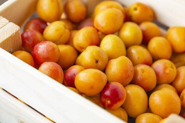 eski ahşap tablo yaprakları ile kayısı.