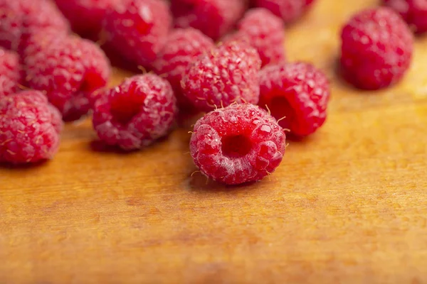 Raspberry Fresh Sweet Wooden Background Close — Stock Photo, Image