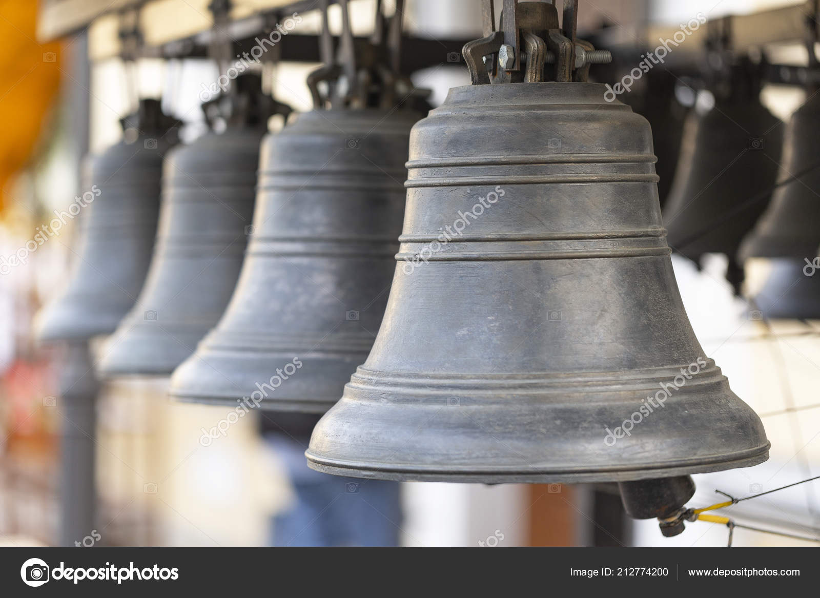 Church Bell, Several Church Bells, Bell Ringing Stock Photo