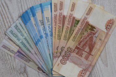 Banknot doku. Rus para, banknot yakın makroyu oluşturan, Rublesi para yakın çekim.