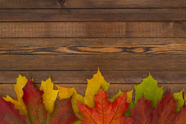 Herbstbanner Mit Gelben Blättern Auf Hölzernem Hintergrund Hintergrund Für Erntedankfest — Stockfoto