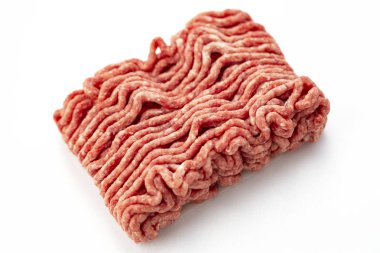 Kıyılmış et, domuz, sığır eti, forcemeat, izole üzerinde beyaz arka plan
