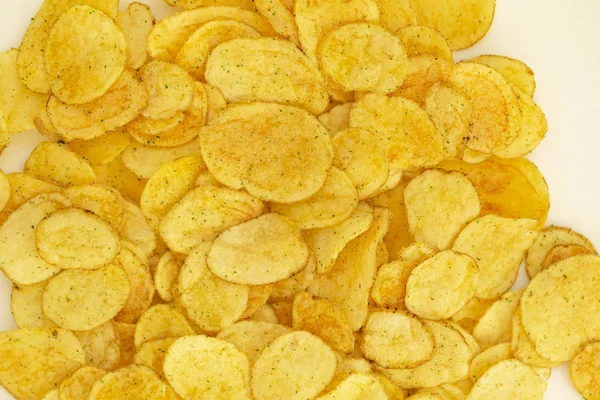 Potatis Chips Vit Bakgrund — Stockfoto