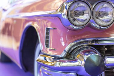 St. Petersburg, Rusya Federasyonu-Eylül 20, 2018: sergi retro otomobil. Klasik araba. Yakın çekim.