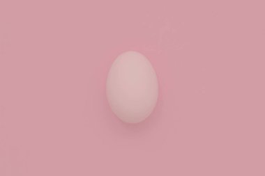 Pastel arka plan üzerinde beyaz Paskalya yumurtası. Mutlu Paskalya kavramı. En az kavramı. Düz yatıyordu. Üstten görünüm.