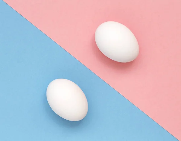 White Easter Egg Pastel Background Happy Easter Concept Minimal Concept — Stock Photo, Image