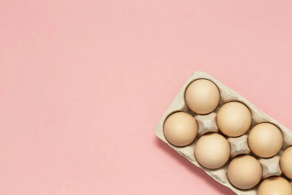 Eieren Roze Pastel Achtergrond Gelukkig Pasen Concept Voorjaar Pasen Thema — Stockfoto