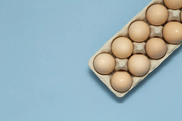 Eieren Blauwe Pastel Achtergrond Gelukkig Pasen Concept Voorjaar Pasen Thema — Stockfoto