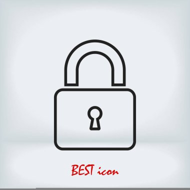 Kilit vektör simgesi, hisse senedi vektör çizim düz tasarım stili