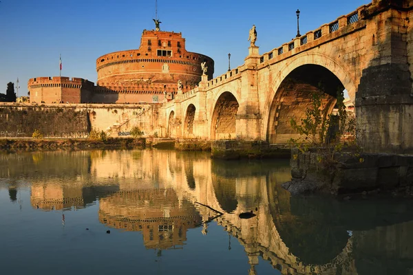 Hadrianus Mauzóleum Általában Castel Sant Angelo Aelian Híd — Stock Fotó