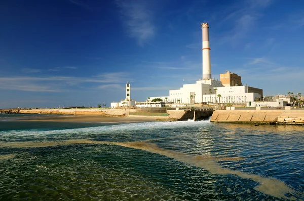 Vista Para Central Eléctrica Maciça Antigo Porto Tel Aviv Com — Fotografia de Stock