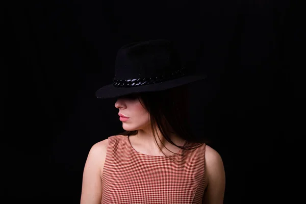 Belle Femme Portant Chapeau Laine Image Style Rétro — Photo