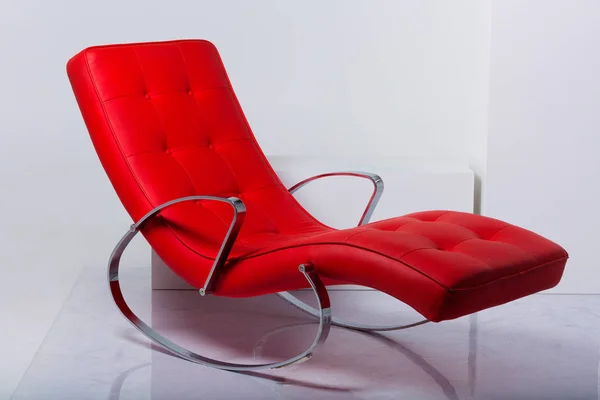 Modern Red Rocking Armchair Studio — Stock Photo, Image