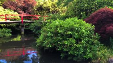 Japon bahçesinde geleneksel köprü