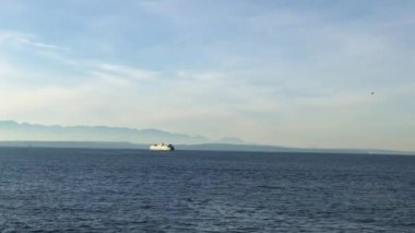 Seattle, Washington yakınlarındaki Elliot Körfezi 'ne giden feribot.