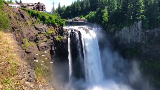 Schöner Snoqualmie Wasserfall Snoqualmie Fluss Nordamerika — Stockvideo