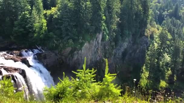 Schöner Snoqualmie Wasserfall Snoqualmie Fluss Nordamerika — Stockvideo
