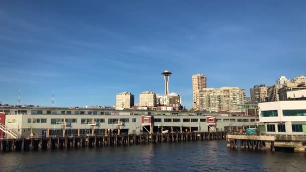 Seattle Waterfront Von Elliot Bay — Stockvideo