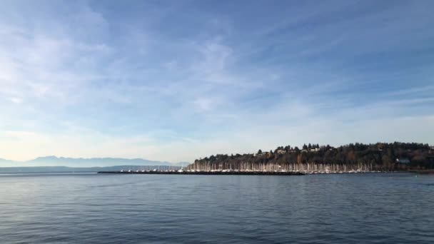 Fähre Elliot Bay Bei Seattle Washington — Stockvideo