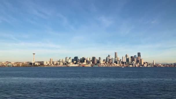 Die Skyline Von Seattle Von Elliot Bay Aus Gesehen — Stockvideo