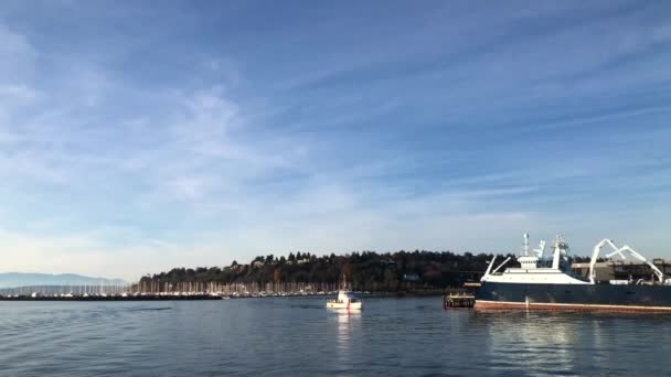 Fähre Elliot Bay Bei Seattle Washington — Stockvideo