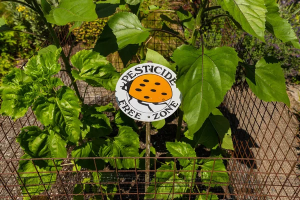 Sinal Zona Livre Pesticidas Jardim — Fotografia de Stock