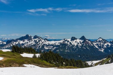 Cascade Dağı 'ndan görülebilen volkanlarla dolu güzel bir manzara. Rainier
