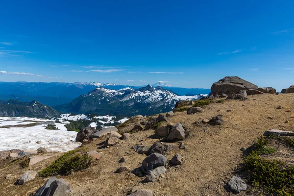 Hermoso Panorama Cordillera Cascada Con Volcanes Como Desde Monte Rainier — Foto de Stock