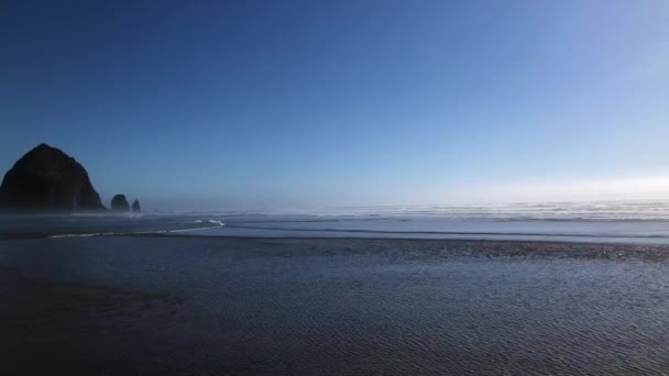 Krásný Západ Slunce Pláži Cannon Beach Oregon — Stock video