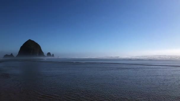 Krásný Západ Slunce Pláži Cannon Beach Oregon — Stock video