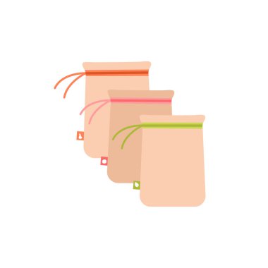 Sıfır atık eko bakkal torbaları. Eko stil. El çizim vektör illüstrasyon