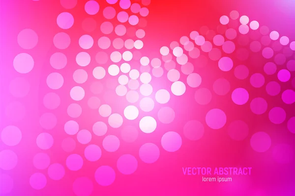 Círculos cor de rosa fundo abstrato. 3D abstrato fundo rosa e vermelho com círculos, flares de lente e reflexos brilhantes. Ilustração vetorial . — Vetor de Stock