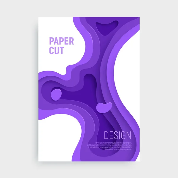 Banner de corte de papel con fondo abstracto de limo 3D y capas de ondas púrpuras. Diseño de diseño abstracto para folleto y folleto. ilustración de vectores de arte de papel — Vector de stock