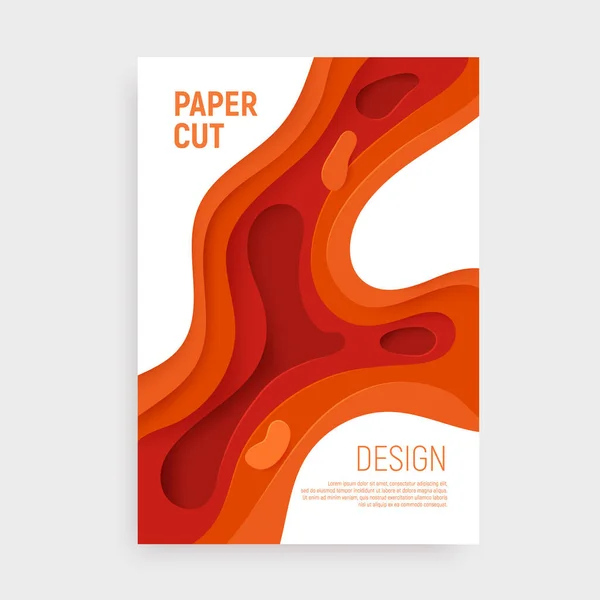 Banner de corte de papel con fondo abstracto de limo 3D y capas de ondas naranjas. Diseño de diseño abstracto para folleto y folleto. ilustración de vectores de arte de papel — Vector de stock