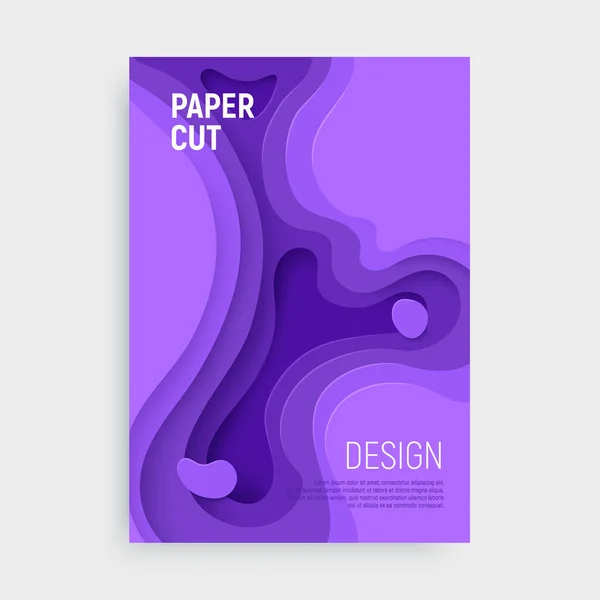 Banner de corte de papel con fondo abstracto de limo 3D y capas de ondas púrpuras. Diseño de diseño abstracto para folleto y folleto. ilustración de vectores de arte de papel — Vector de stock